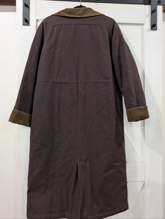 L.L. Bean Dark Plum Canvas Barn Coat with Corduroy Trim Adirondack - Picture 4 of 6